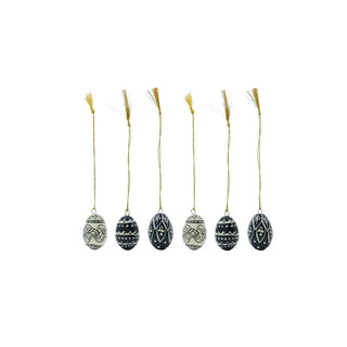 Œufs déco noir blanc - set van 6