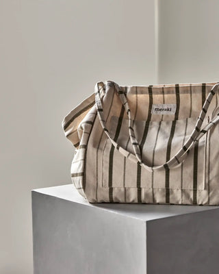 Draagtas Tote Gebroken wit Leger groen 35cm