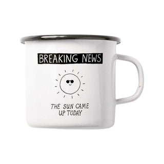 Emaille mok Breaking news 300ml - Het Adres
