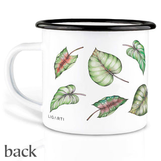 Tasse émaillée faite main feuilles 300ml