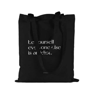 Katoenen tas Be yourself zwart - Het Adres