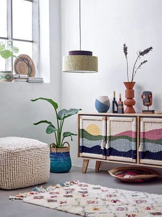 Pouf wool beige/natural Suna 61cm