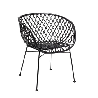 Lounge Stuhl Rattan schwarz Kama