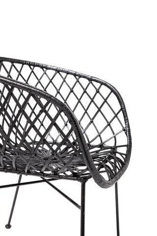 Lounge Stuhl Rattan schwarz Kama