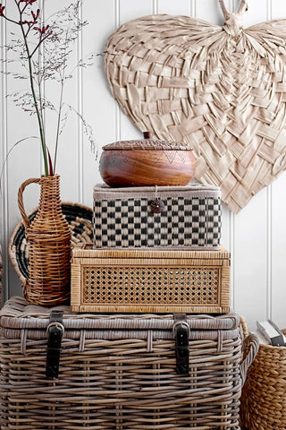 Caja de almacenamiento de mimbre nature Lally - set de 2