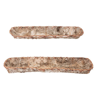 Dienblad berkenhout bruin Pepe - set van 2