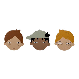 Simson wandhaken hout bruin - set van 3