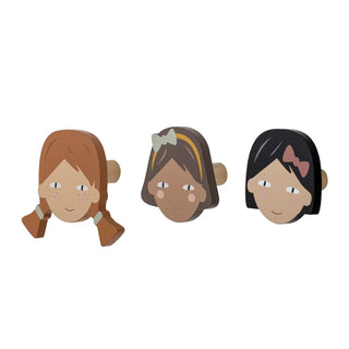 Rosalia wandhaken hout bruin - set van 3