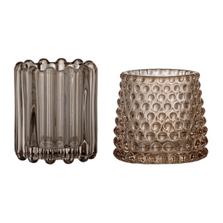 Teelichthalter Glas Braun Rosslin - Set von 2