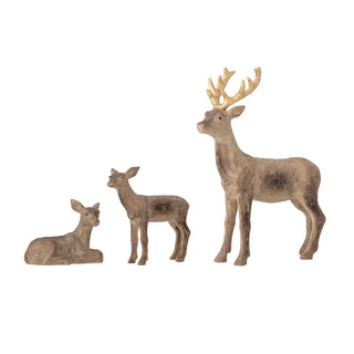 Set of 3 polyresin brown reindeer Tuan
