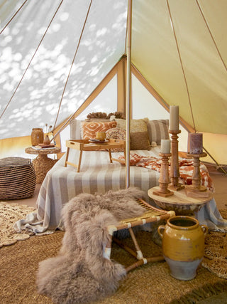 Candelabro de madera de mango natural Noore 46cm