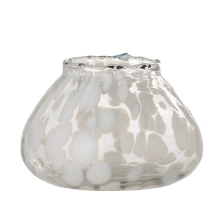 Teelichthalter Glas Weiß Hertha 12cm