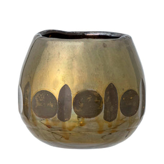 Theelichthouder glas goud Ivalo 9cm