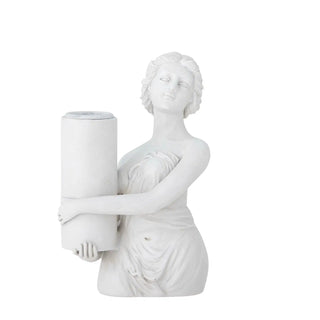 Bougeoir polyresin blanc Medea 14cm
