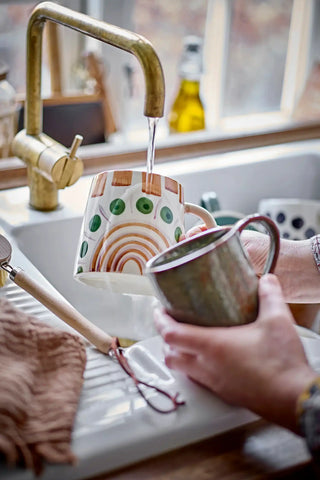 Mok aardewerk groen geel