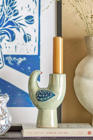 Bougeoir en céramique bleu Trudy