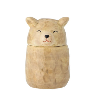 Puk pot met deksel aardewerk bruin 12cm