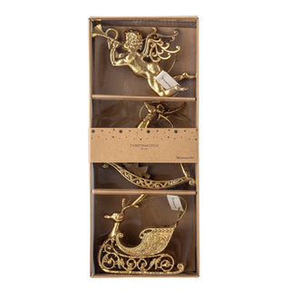 Christmas ornament plastic gold Anisa - set of 3