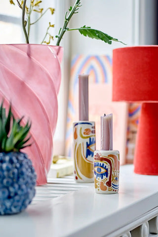 Jarrón de vidrio rosa Callo 29cm