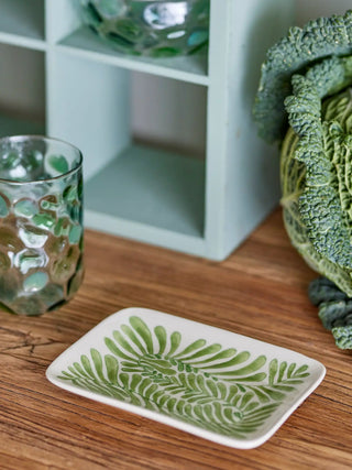 Vassoio in ceramica verde Fauni