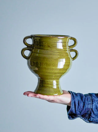 Vaso in ceramica verde Raia 20cm