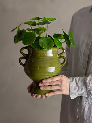 Vaso in ceramica verde Raia 20cm