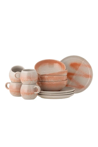 Paula Orange Earthenware Breakfast Set - Set of 12