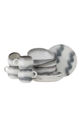Paula grey earthenware breakfast set - set of 12