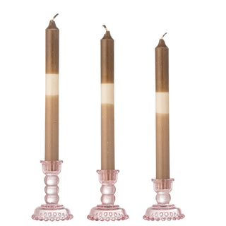 Bougeoir en verre rose Delphia - set de 3