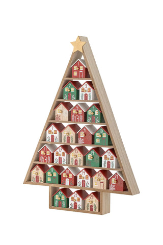 Calendario de Adviento mdf rojo Calvin 61cm