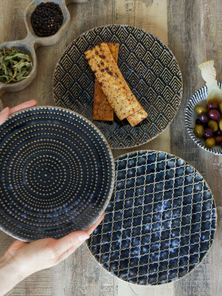 Bordenset aardewerk blauw Elanor - set van 3