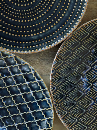 Bordenset aardewerk blauw Elanor - set van 3