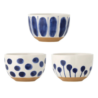 Schalenset aardewerk blauw Linora - set van 3