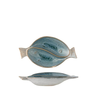 Serveerschaal aardewerk blauw Mei 17cm