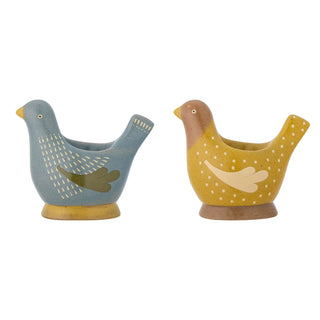 Earthenware egg cup blue Birdy - set of 2