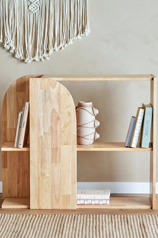 Libreria in rubberwood naturale Alec