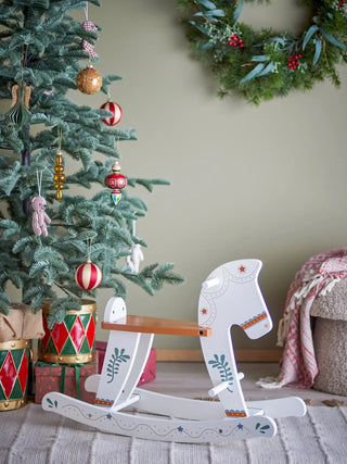 Ruddy caballo balancín madera blanco