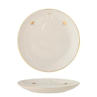 White Starry Earthenware Plate