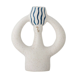 Kandelaar aardewerk blauw Hatty 17cm