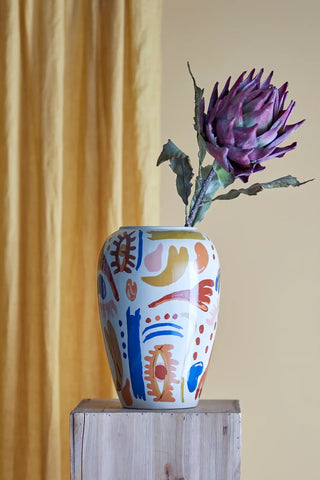 Orange Horus earthenware vase 32cm