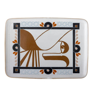 Serveerschaal aardewerk blauw Rudaur 37cm