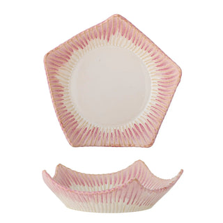 Plat en faïence rose Floral