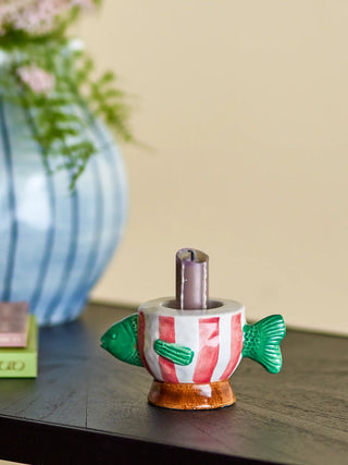 Bougeoir en céramique rose Codia