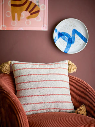 Kussen gerecycled katoen blauw Eviaya 45x45cm