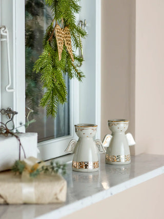 Kerzenhalter Keramik weiß Faella