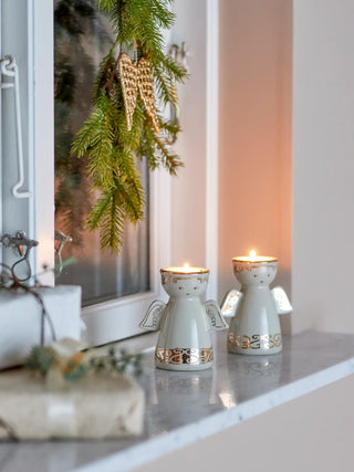 Kerzenhalter Keramik weiß Faella