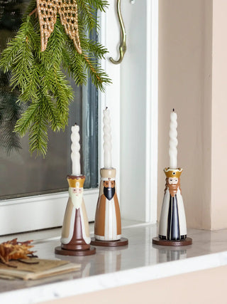 Kerzenhalter Buchenholz natur Bertiel - Set von 3