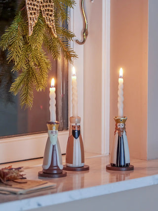 Kerzenhalter Buchenholz natur Bertiel - Set von 3