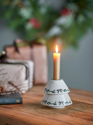 Candlestick earthenware white Berry 9cm