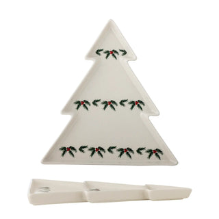 Bandeja para servir de loza blanca Berry